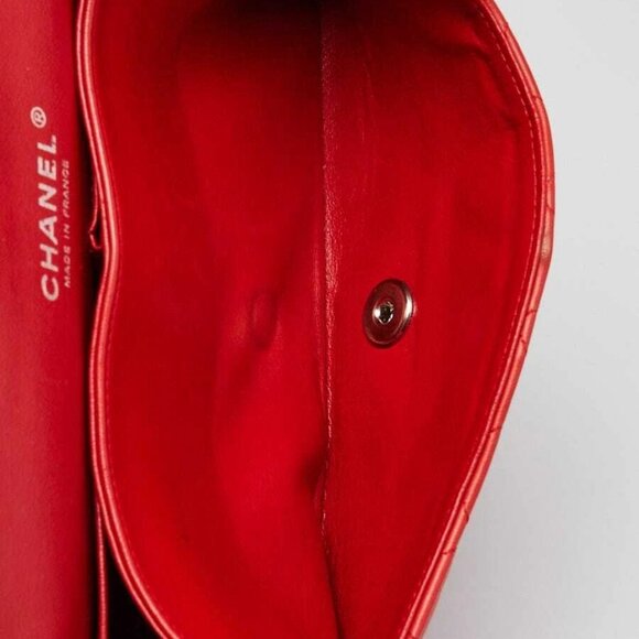 Chanel Red Quilted Lambskin Leather Classic Medium Double Flap Bag - Picture 11 of 12